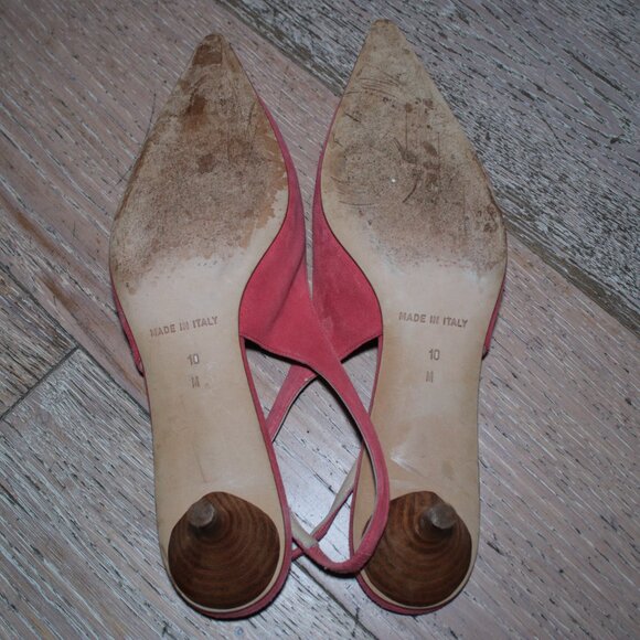 Michael Kors Pointy Toe Salmon Pink Suede Leather Heels Size 10 - Picture 5 of 5